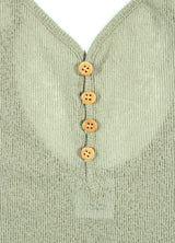 SEETHROUGH BUTTON SLEEVELESS_Khaki