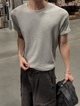 アークワッフルセミマッスルフィットクロップ半袖Tシャツ