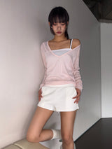 City Girl Sheer Deep V-Neck Knit Top 8color