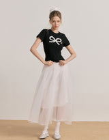 ダーリンレースリボンサマーTシャツ Black