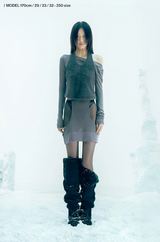 Asym Shearling Wedge Boot / Black