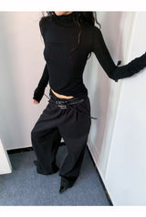 Soft Layered Turtleneck Long Sleeve T-shirt