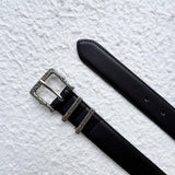 Matte Silver Engraved Buckle Belt