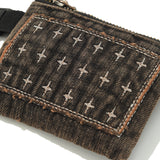 Patchwork denim card wallet / Vintage black