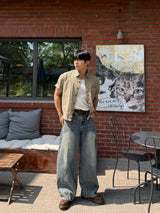 バックカットバルーンデニムパンツ