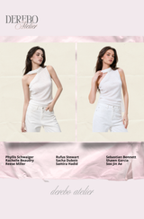 White Jane Scarf Unbalanced Blouse