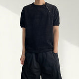 Bas Diagonal Snap Short Sleeve Knit (3color)