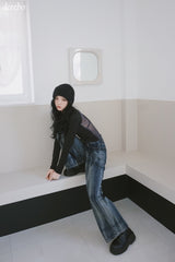 Back see-through angel long-sleeved t-shirt