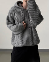Lune Cable Half Zip-Up Hoodie Knit