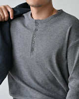 SIO ワッフルヘンリーネックロングスリーブTシャツ