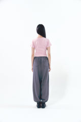 Heart Logo Shirring Detail Top Pink