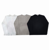 ワッフルオーバーヘンリーネック長袖Tシャツ