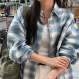Blue Pepper Oversized Fit Boxy Fit Checkered Shirt Shirt [MANDARINETREE ONLY]