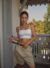 pintuck wide cotton half pants