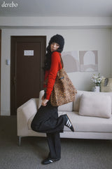 Leopard Layered Dark Denim Pants