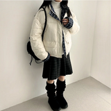 Daring checkered lining point short padded coat