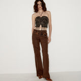 SHEISSHE/JACQUARD LEATHER TOP
