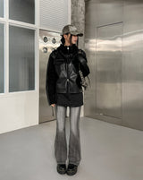 [LANARCH] ノーブルレザーポケットフーデッドジップアップ