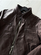 Crop Neck Leather Jacket
