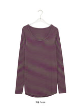 ケア ストライプ レイヤード ロングスリーブ Tシャツ