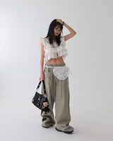 Punching lace pocket layered strap belt