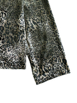 LEOPARD VELVET DOUBLE-HEAD COLOR-TOOTH ZIPPER SMUDGED SPRAY DISTRESSED TAILORED STAND COLLAR JACKET