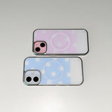 [MADE] [+MagSafe] BERRY DOT PHONE CASE BLUE (glass silver bumper)