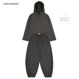 PIGMENT CUTTED CROP HOODIE_CHARCOAL