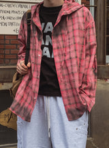 Venish dirty hood check shirt