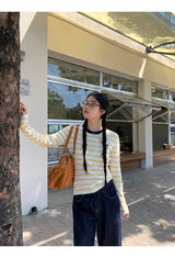 Bow Yellow Stripe Long Sleeve Tee