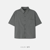 タイドクロップドチェックシャツ (4 Colors)