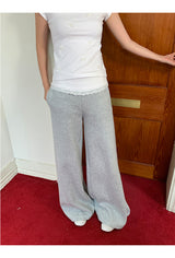 Wide banding lace bootcut pants