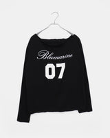 Maril ナンバー レタリングプリントワンショルダーロングスリーブTシャツ