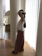 リボン結びストラップ付きノースリーブブラウス
