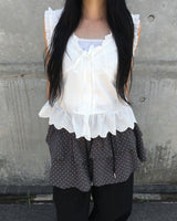 Dot cancan shirring skirt