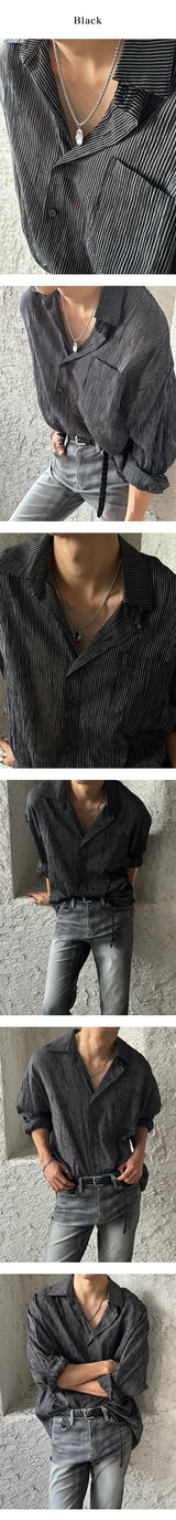 [S/S] シアーサッカーストライプシャツ (4color)