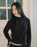 Waffle Cotton Blend Hoodie [Black]