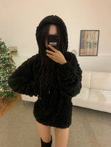 [UNISEX]Snowa cable Fleece Long Sleeve Hoodie 