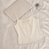 Ribbon Sleeveless Loen Bustier Top Lace Sleeveless Top (3 colors)