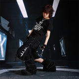 SEXXDEVIL Detachable 2-in-1 washed raw-edge jeans
