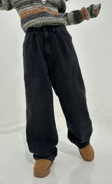 (UNISEX/ S-3XL) BALLOON DARK BLUE WIDE HAREM UNISEX PANTS