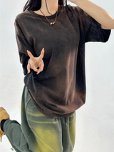 GRADATION WOVEN COLORBLOCK OVERFIT SHORT SLEEVE🖤🤎💙🩷 - 4 COLORS