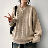 Ichi cable snap henry neck knitwear