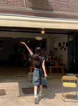 ビンテージバミューダワイドデニムショーツ