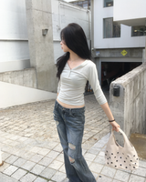 Lowrise grey washing boots cut pants