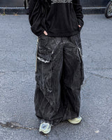 Fringe Balloon Cargo Denim Pants