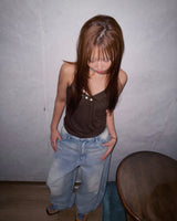 (3color) Heart Shell Shirring Y-Back Camisole