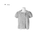 Odile Double Button Puff Check Collar Shirt Blouse
