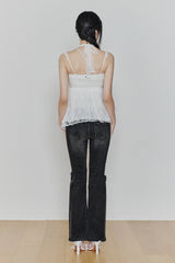 ローズシャーリングトップス white