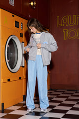 Cパッチジッパーフードジップアップ／グレー [Unisex]